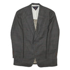 TOMMY HILFIGER Mens Grey & Maroon Wool Blend Blazer Jacket L Woven Check