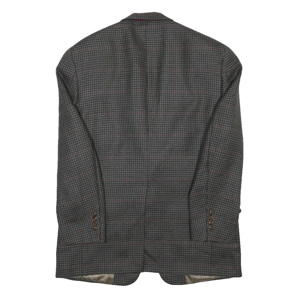 TOMMY HILFIGER Mens Grey & Maroon Wool Blend Blazer Jacket L Woven Check
