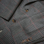 TOMMY HILFIGER Mens Grey & Maroon Wool Blend Blazer Jacket L Woven Check