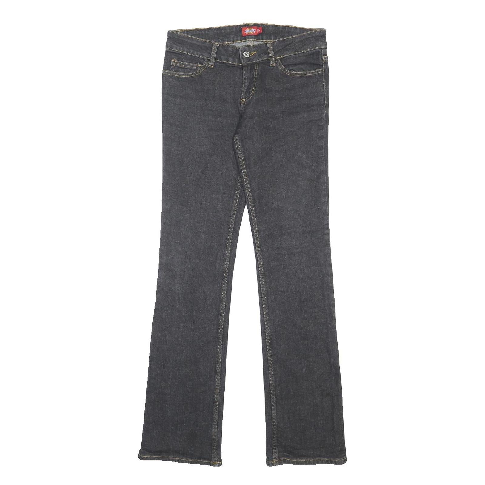 DICKIES Womens Jeans Black Slim Straight Denim Medium W29 L32 Zip Closure