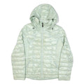 CALVIN KLEIN Womens Pale Green Quilted Jacket L Polyester Blend Hooded Zip