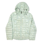 CALVIN KLEIN Womens Pale Green Quilted Jacket L Polyester Blend Hooded Zip