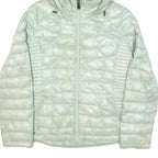 CALVIN KLEIN Womens Pale Green Quilted Jacket L Polyester Blend Hooded Zip