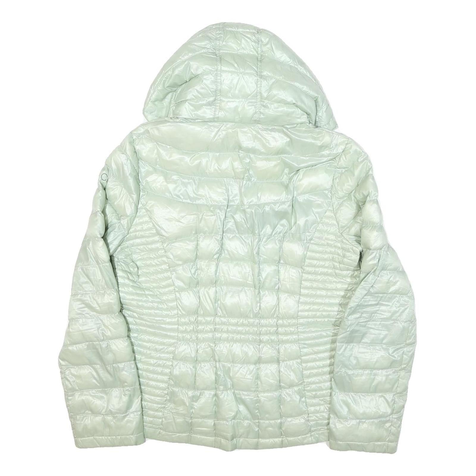 CALVIN KLEIN Womens Pale Green Quilted Jacket L Polyester Blend Hooded Zip
