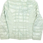 CALVIN KLEIN Womens Pale Green Quilted Jacket L Polyester Blend Hooded Zip