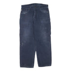 CARHARTT Mens Cotton Blend Blue Regular Straight Trousers W38 L32 Workwear Zip