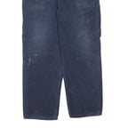 CARHARTT Mens Cotton Blend Blue Regular Straight Trousers W38 L32 Workwear Zip