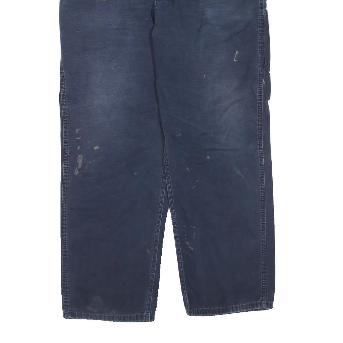 CARHARTT Mens Cotton Blend Blue Regular Straight Trousers W38 L32 Workwear Zip