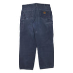 CARHARTT Mens Cotton Blend Blue Regular Straight Trousers W38 L32 Workwear Zip