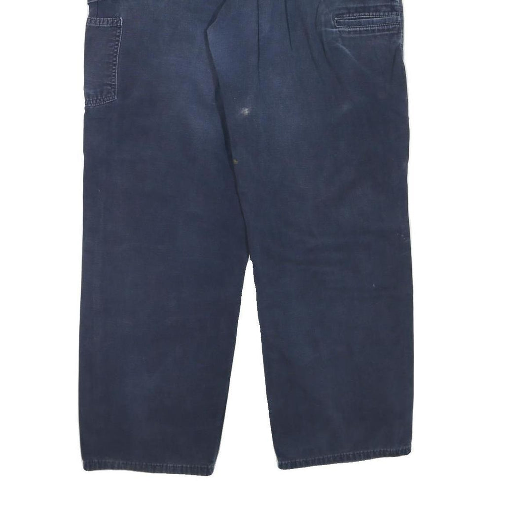 CARHARTT Mens Cotton Blend Blue Regular Straight Trousers W38 L32 Workwear Zip