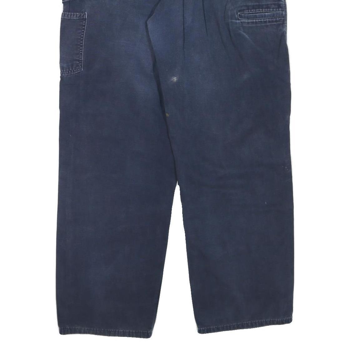 CARHARTT Mens Cotton Blend Blue Regular Straight Trousers W38 L32 Workwear Zip