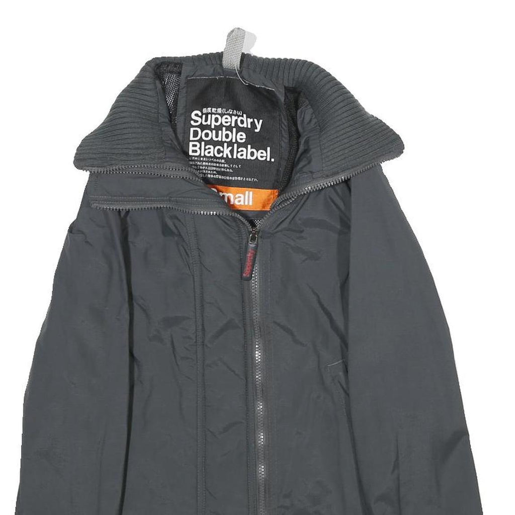 SUPERDRY Womens Black Nylon Zip Jacket S Casual Lightweight Design