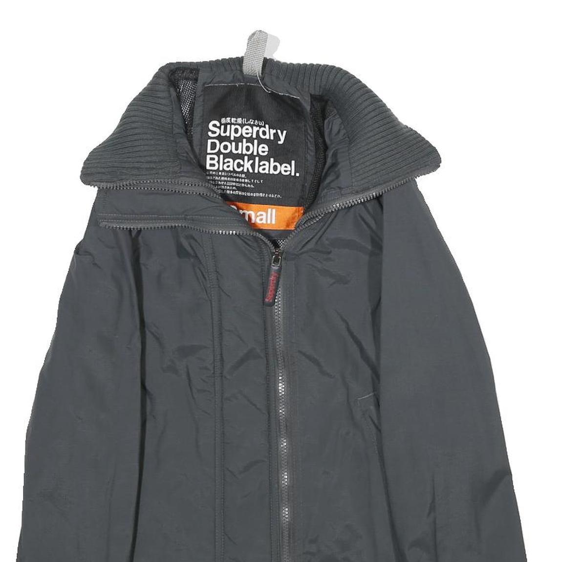 SUPERDRY Womens Black Nylon Zip Jacket S Casual Lightweight Design