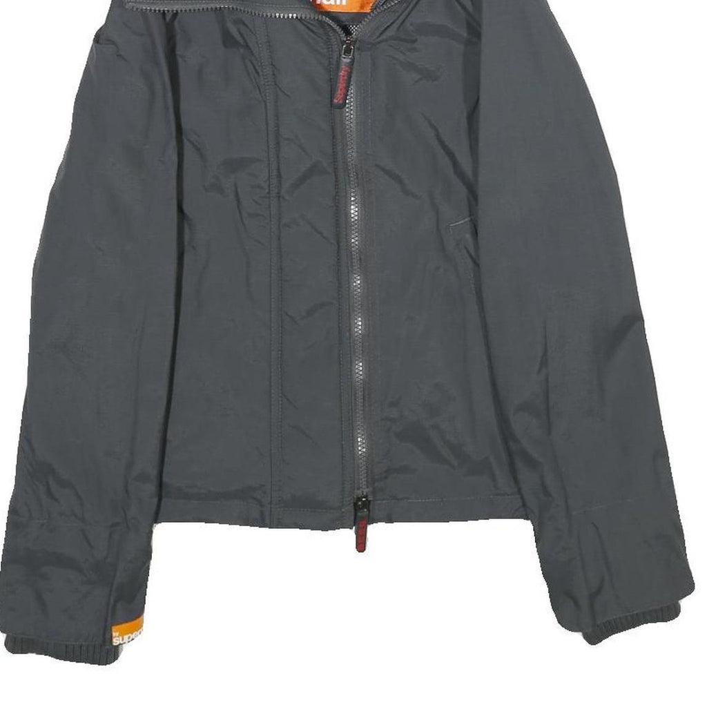 SUPERDRY Womens Black Nylon Zip Jacket S Casual Lightweight Design