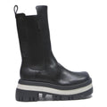 CHARLES & KEITH Womens Black Leather Platform Ankle Boots UK 4 Chunky Sole