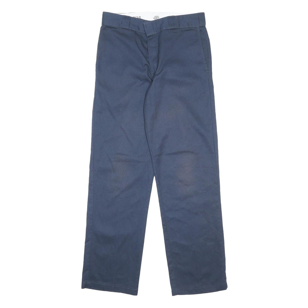 DICKIES Mens Cotton Blend Navy Regular Straight Trousers W32 L32 Workwear Zip