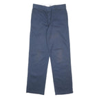 DICKIES Mens Cotton Blend Navy Regular Straight Trousers W32 L32 Workwear Zip