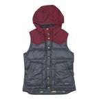 PATAGONIA Womens Burgundy & Grey Hooded Puffer Button Jacket S Polyester Blend