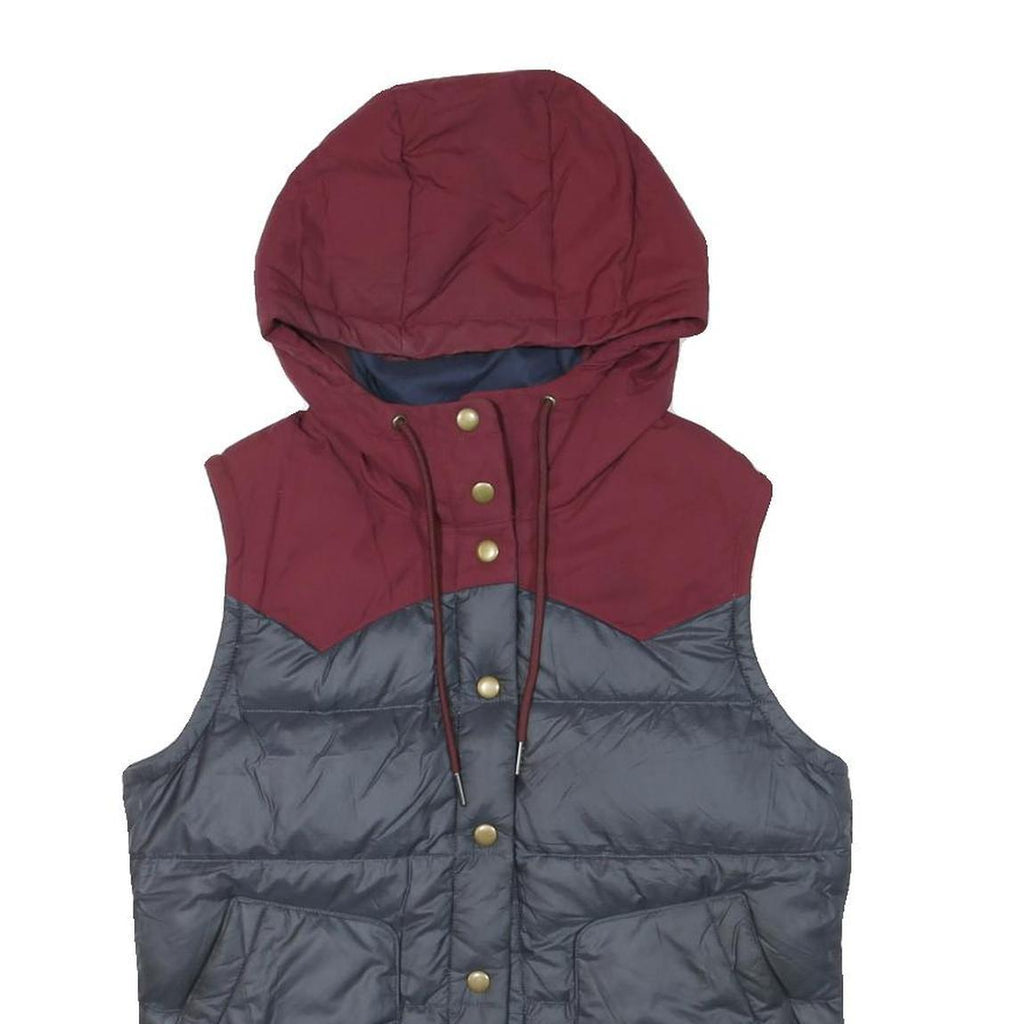 PATAGONIA Womens Burgundy & Grey Hooded Puffer Button Jacket S Polyester Blend