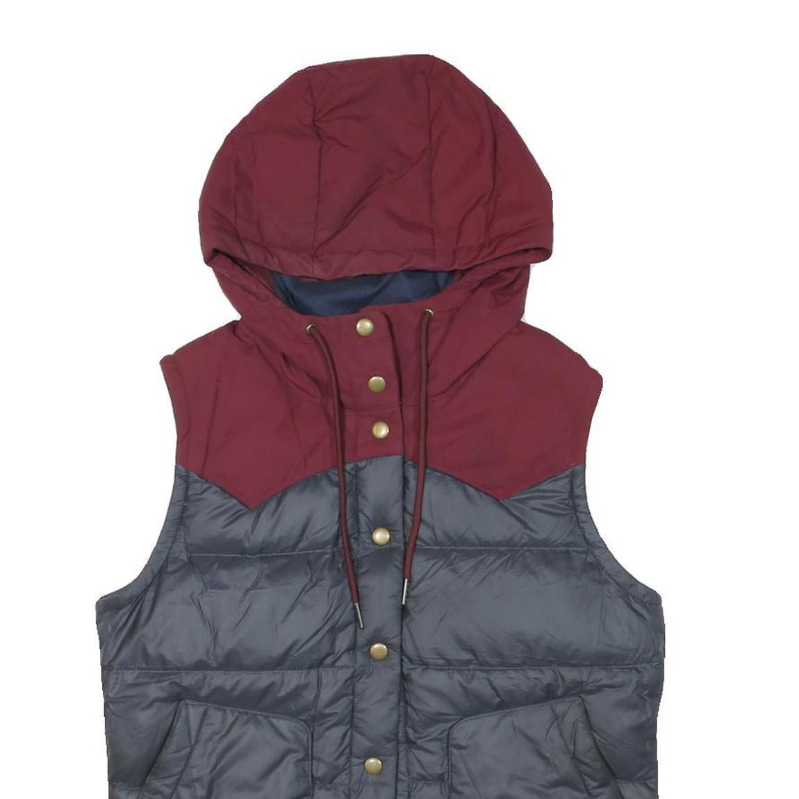 PATAGONIA Womens Burgundy & Grey Hooded Puffer Button Jacket S Polyester Blend