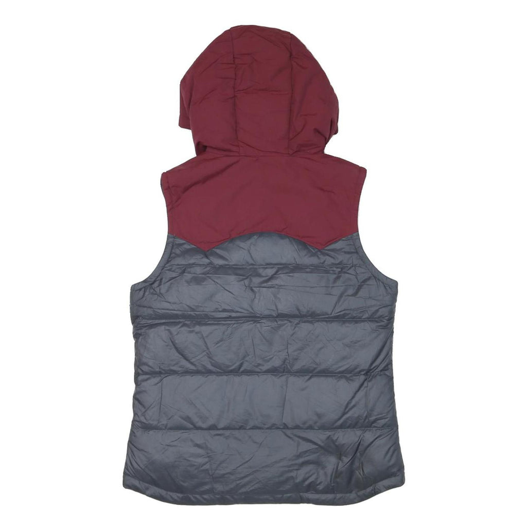 PATAGONIA Womens Burgundy & Grey Hooded Puffer Button Jacket S Polyester Blend