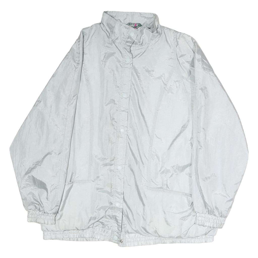 HABAND Mens White Lightweight Zip Jacket XL Polyester Plain Casual Outerwear