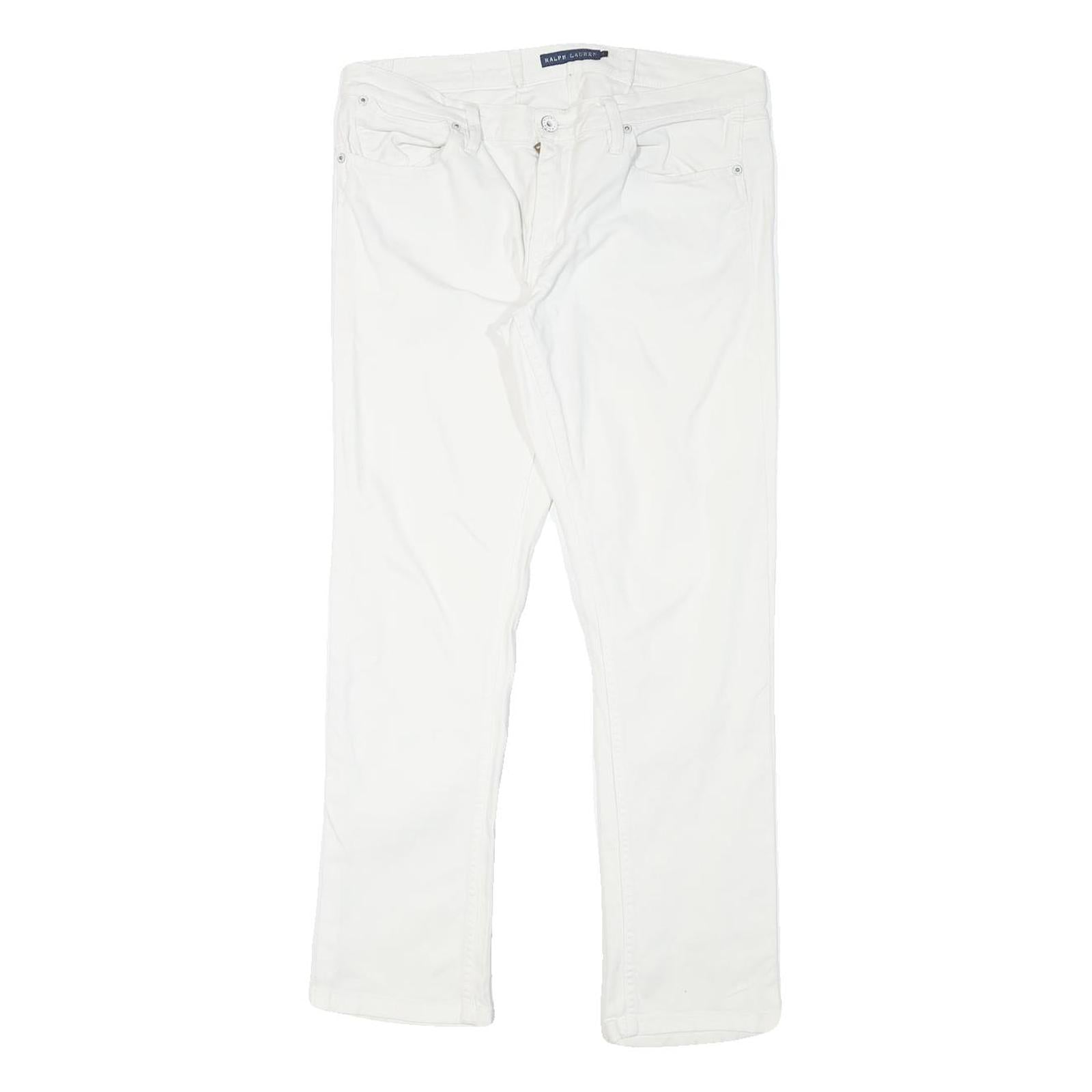 RALPH LAUREN Womens Slim White Cotton Blend Denim Jeans W32 L28 Zip Stylish