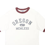 NIKE Mens White & Burgundy Oregon Graphic T-Shirt L Short Sleeve Crew Neck