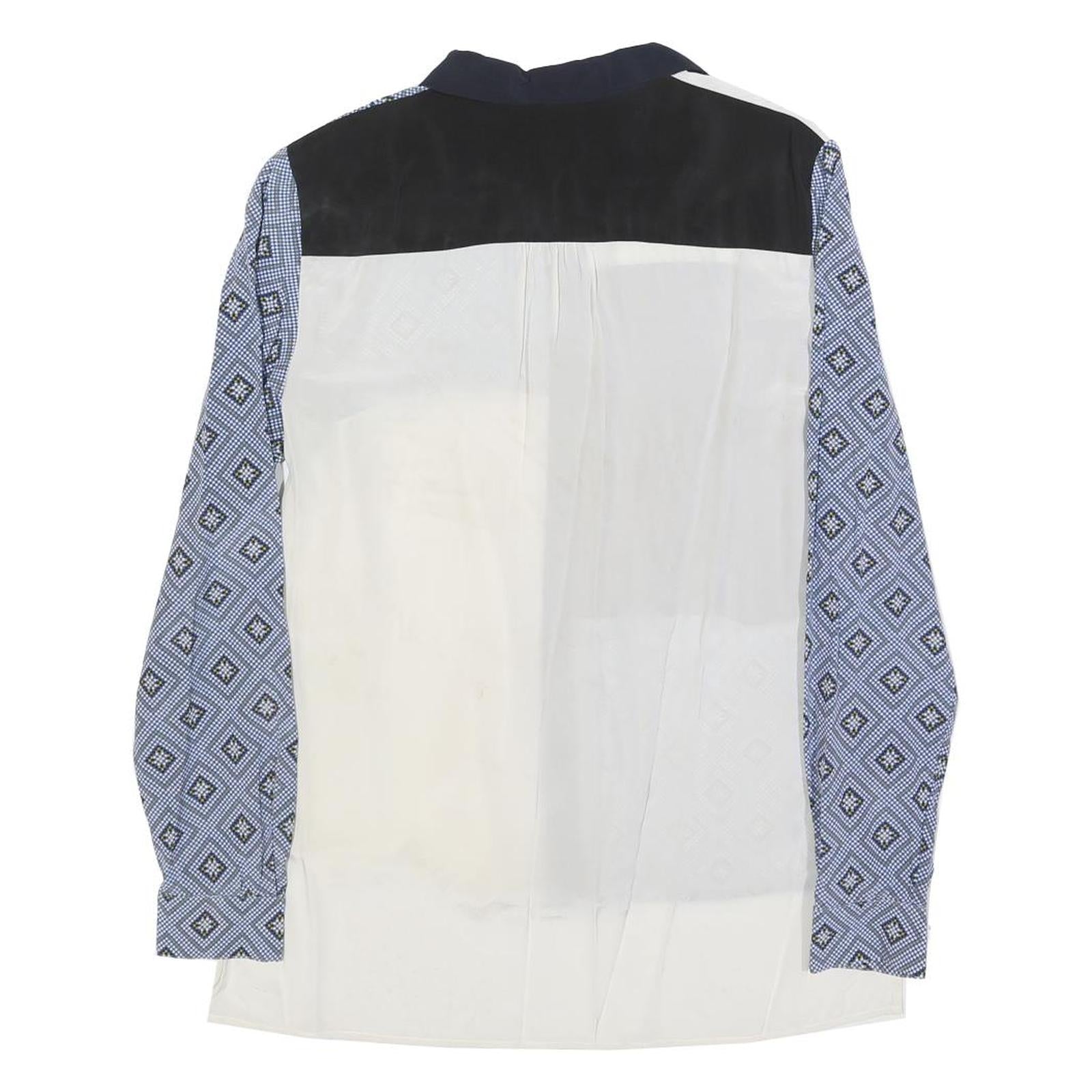 HOBBS LONDON Womens Blue & White Patterned Shirt S Long Sleeve Classic Collar