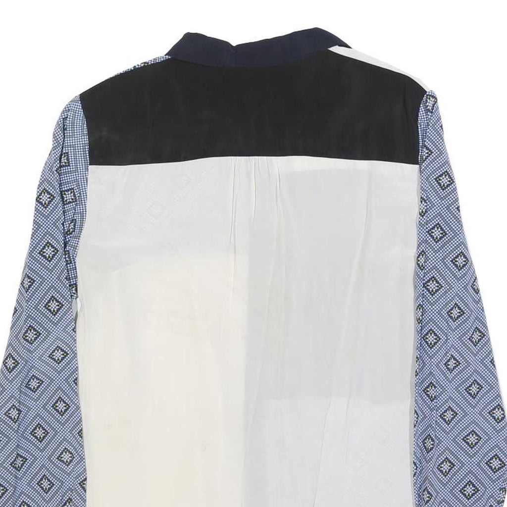 HOBBS LONDON Womens Blue & White Patterned Shirt S Long Sleeve Classic Collar