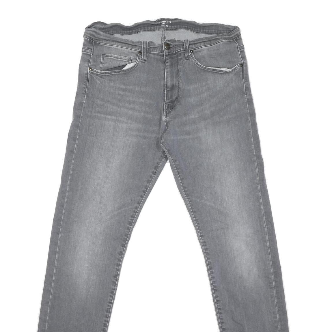 CARHARTT Mens Jeans Grey Regular Slim Denim Light W32 L32 Cotton Blend Zip