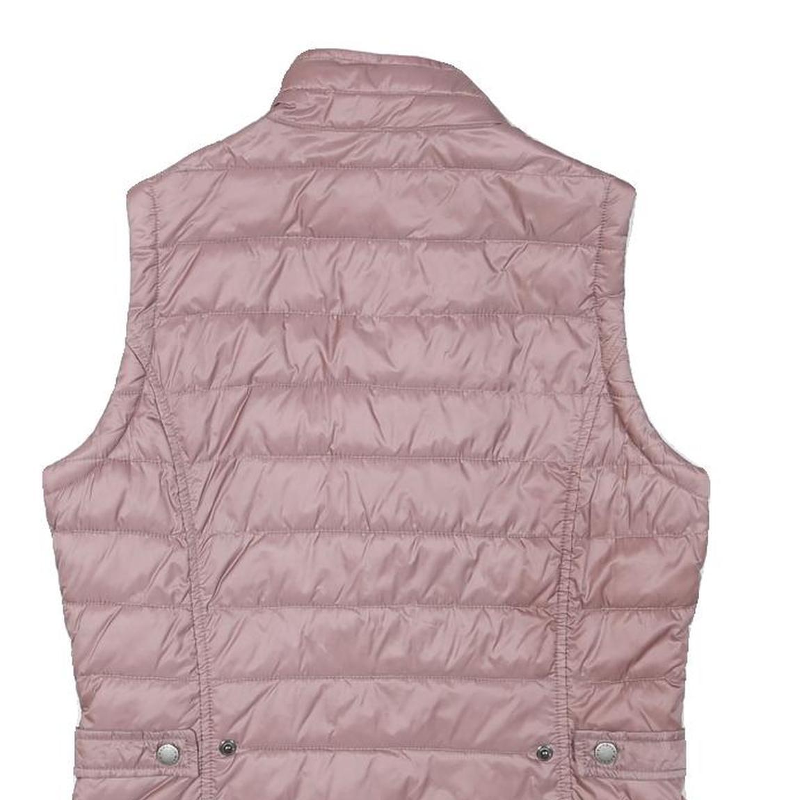 BARBOUR Womens Pink Quilted Button Jacket UK 10 Polyester Blend Sleek Fit