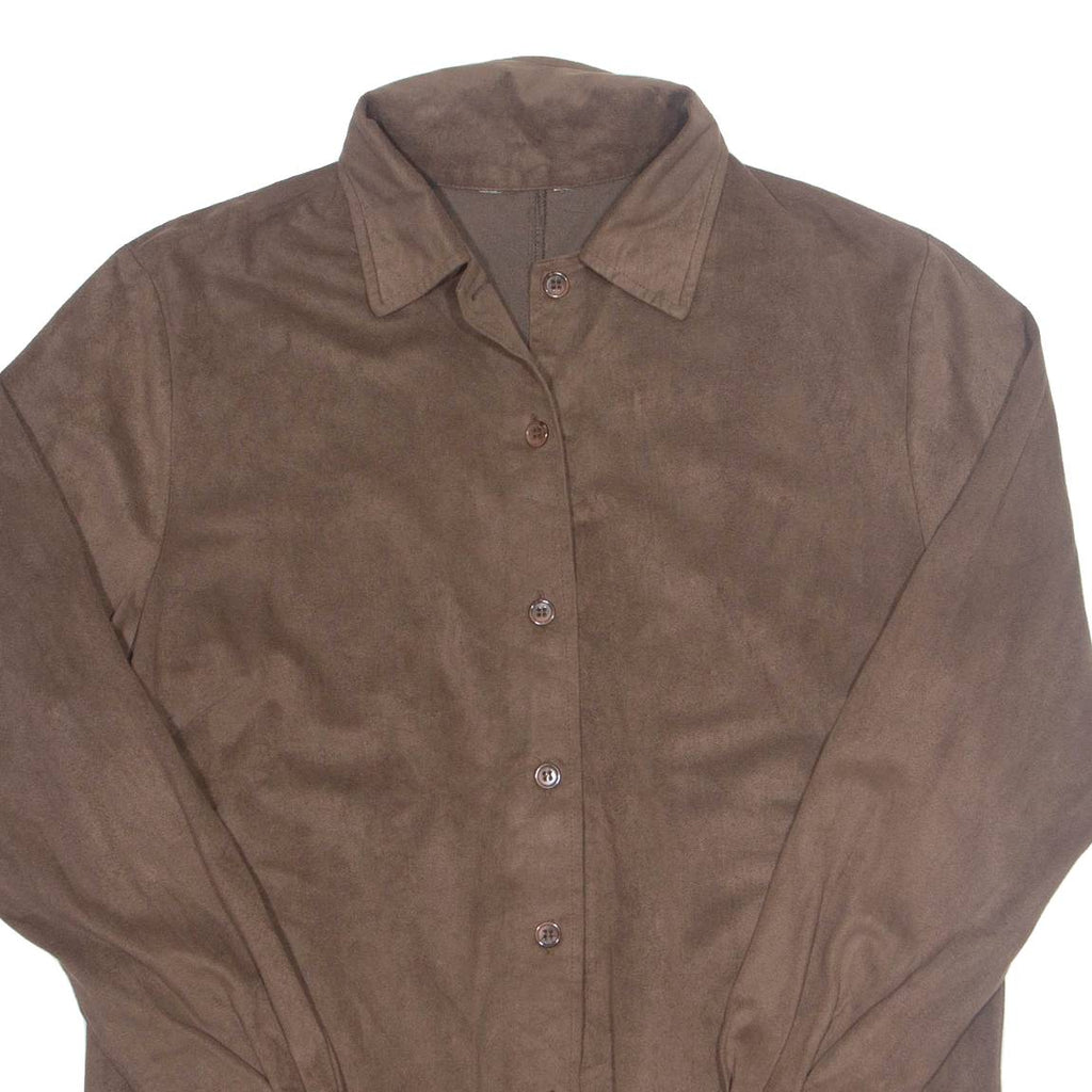 Womens Shirt Brown Collared Long Sleeve L