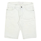 GREEN COAST Mens Shorts White Casual M W32 Cotton Blend Straight Fit Pockets