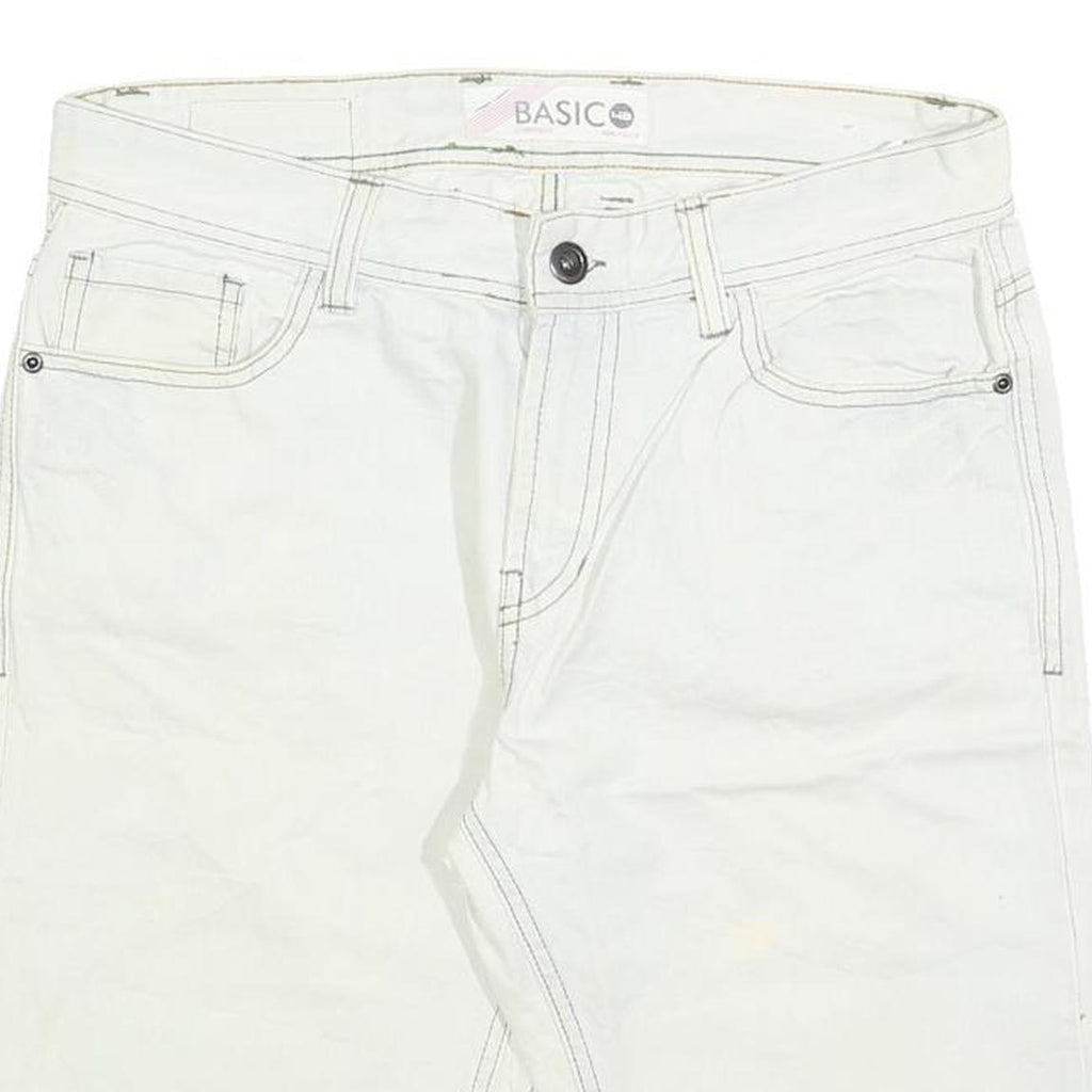 GREEN COAST Mens Shorts White Casual M W32 Cotton Blend Straight Fit Pockets