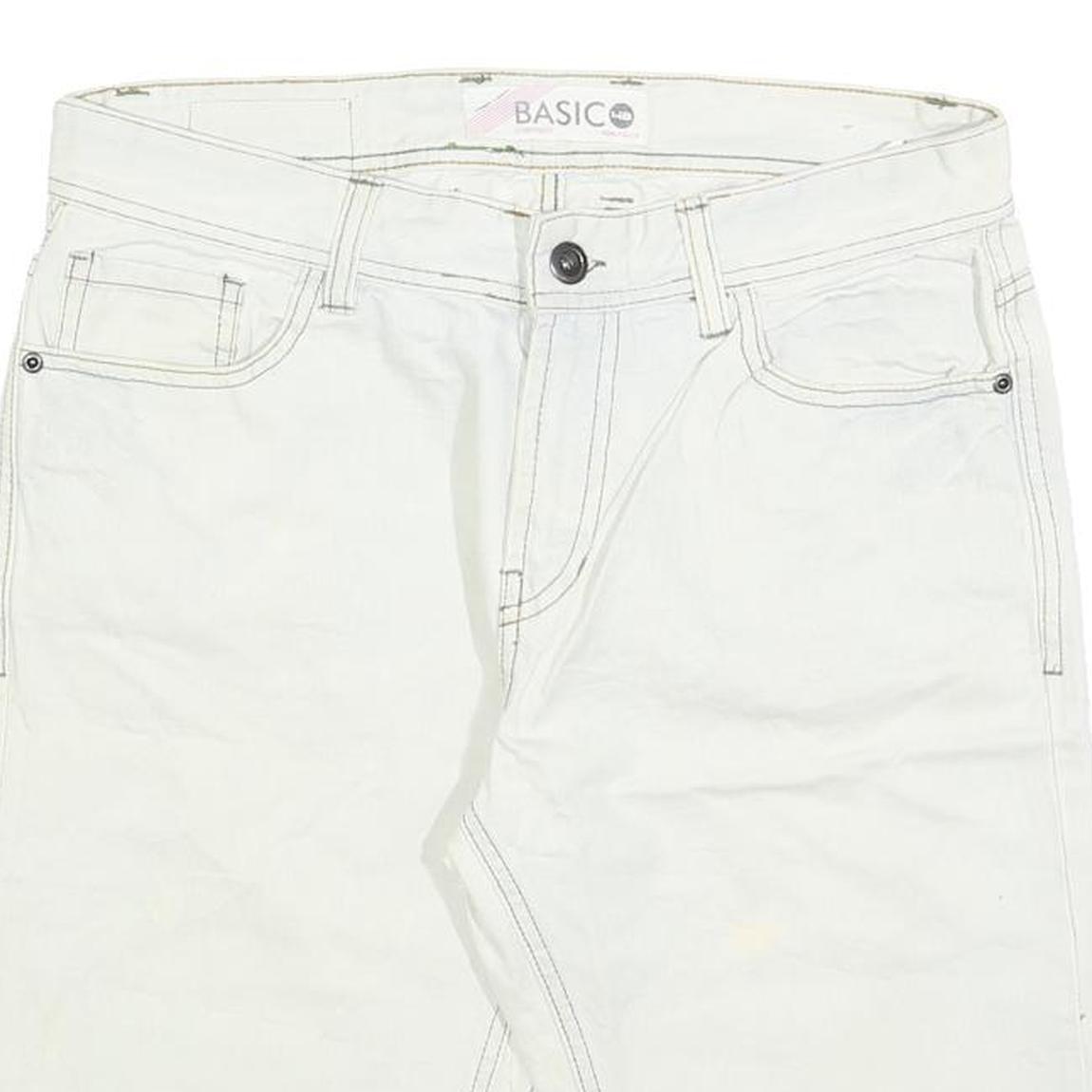 GREEN COAST Mens Shorts White Casual M W32 Cotton Blend Straight Fit Pockets