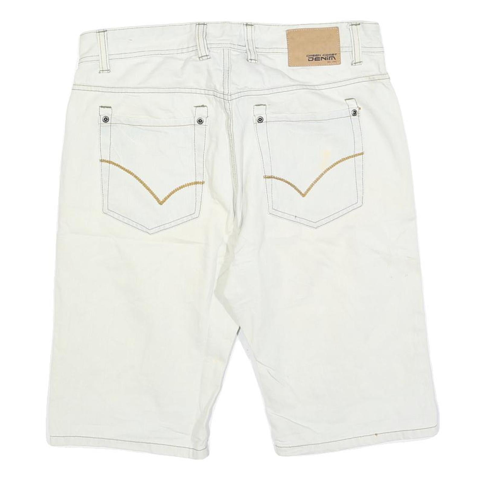 GREEN COAST Mens Shorts White Casual M W32 Cotton Blend Straight Fit Pockets