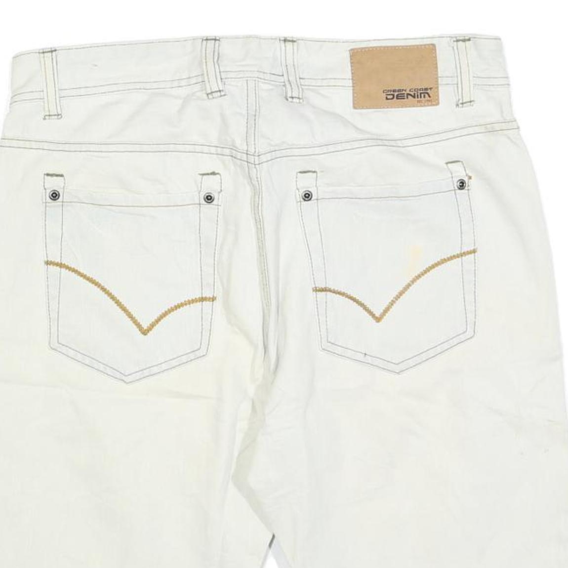 GREEN COAST Mens Shorts White Casual M W32 Cotton Blend Straight Fit Pockets