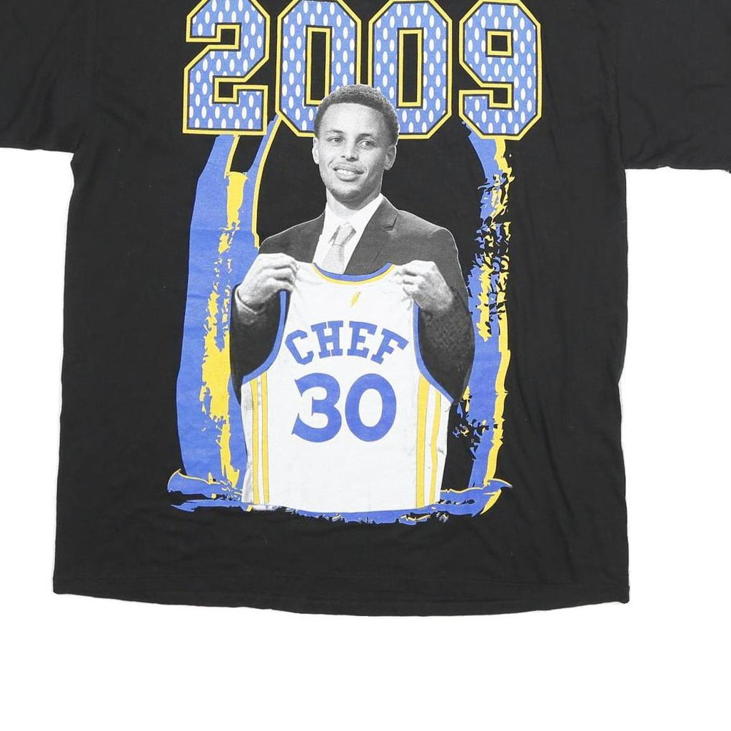 AUTHENTIC Mens Black Blue Yellow Graphic T-Shirt XL Short Sleeve Round Neck 2009