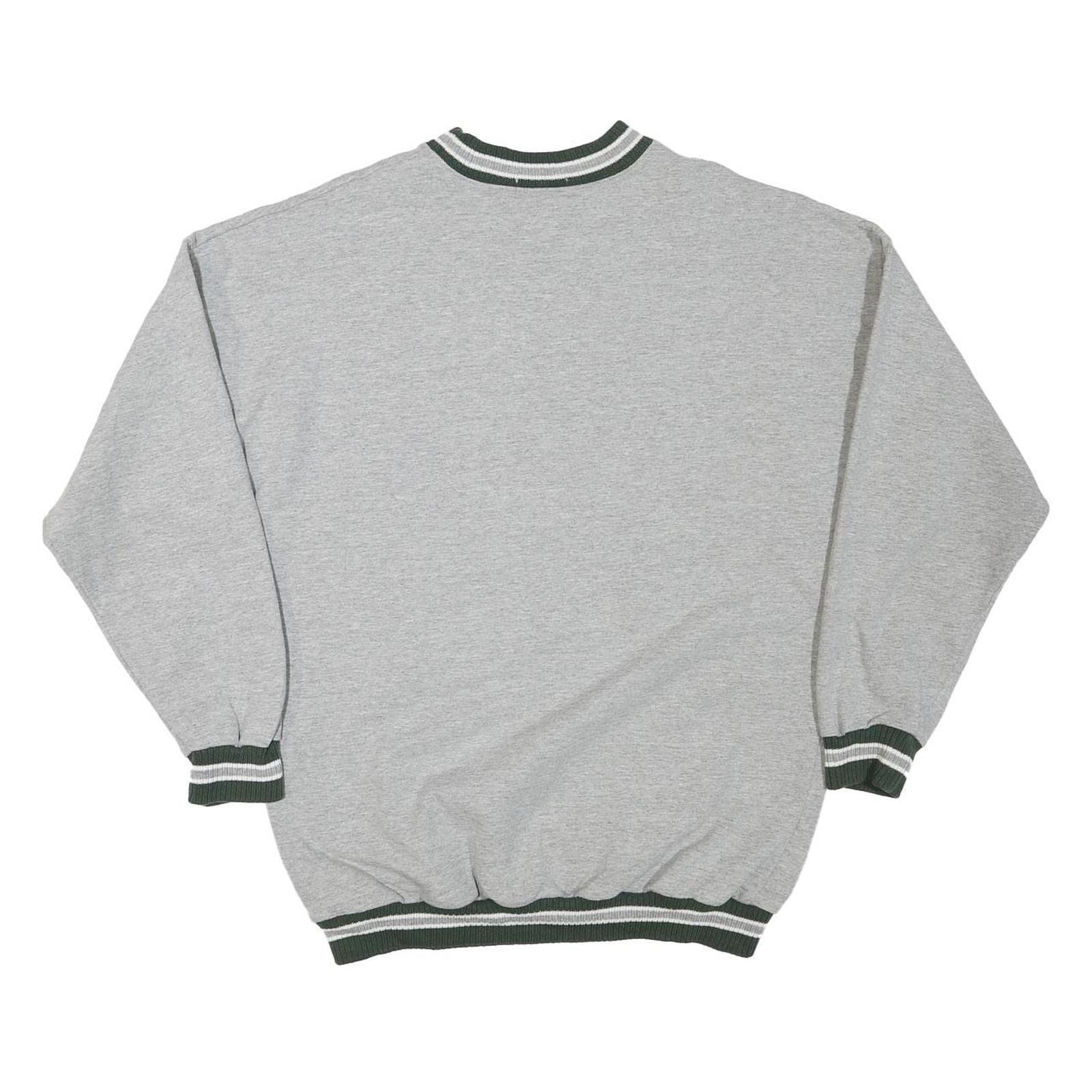 ASH CITY Mens Grey Sweatshirt L Basketball Print Crew Neck Cotton Blend Pullover