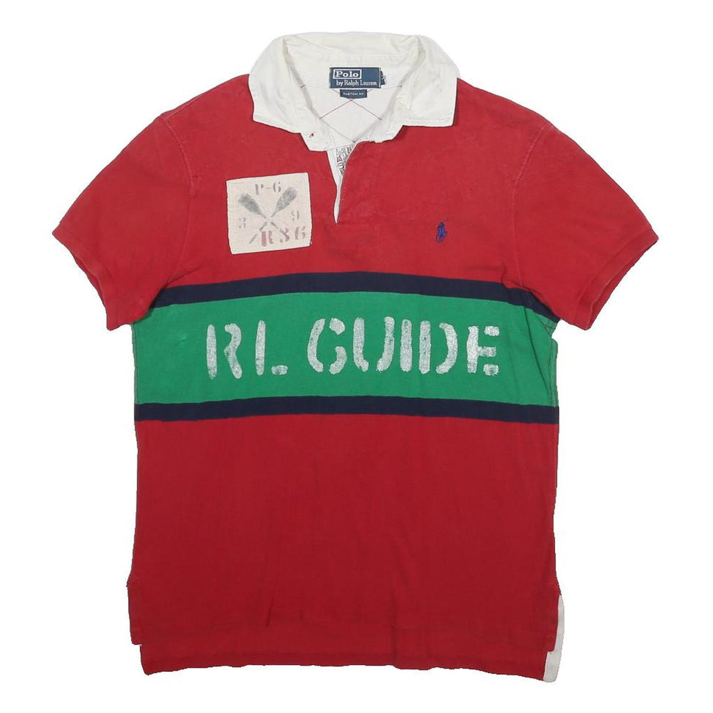 POLO RALPH LAUREN Mens Red & Green RL Guide Cotton Blend Short Sleeve Polo Shirt