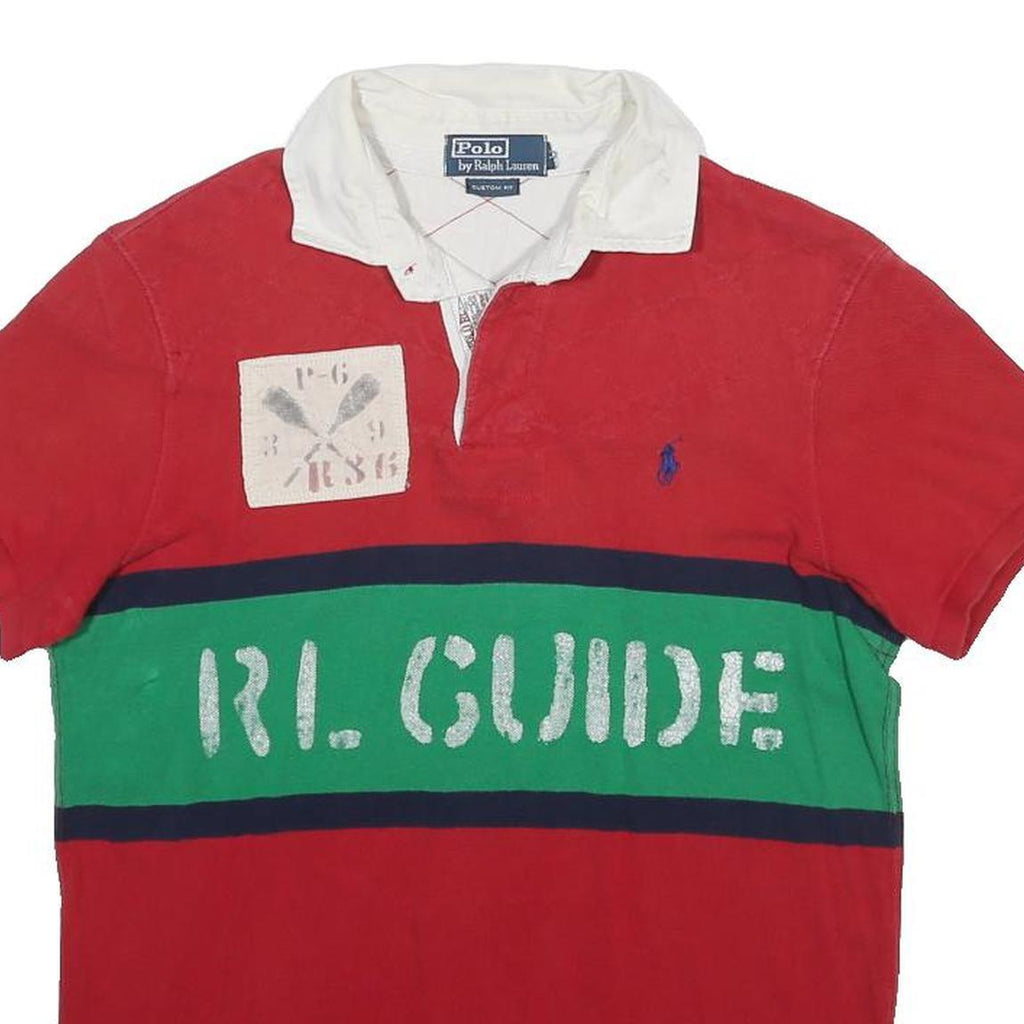 POLO RALPH LAUREN Mens Red & Green RL Guide Cotton Blend Short Sleeve Polo Shirt