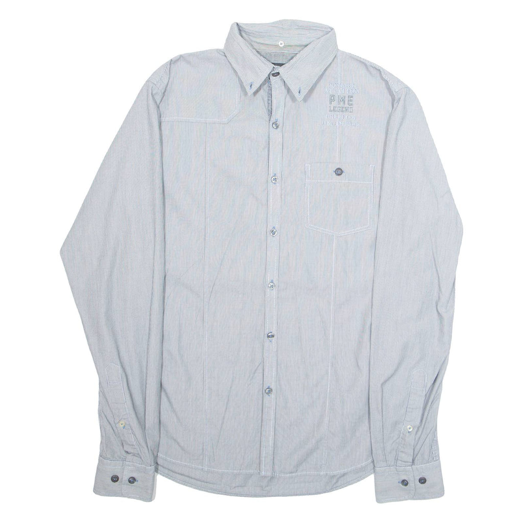 PME LEGEND Mens Shirt Grey Pinstripe Long Sleeve L