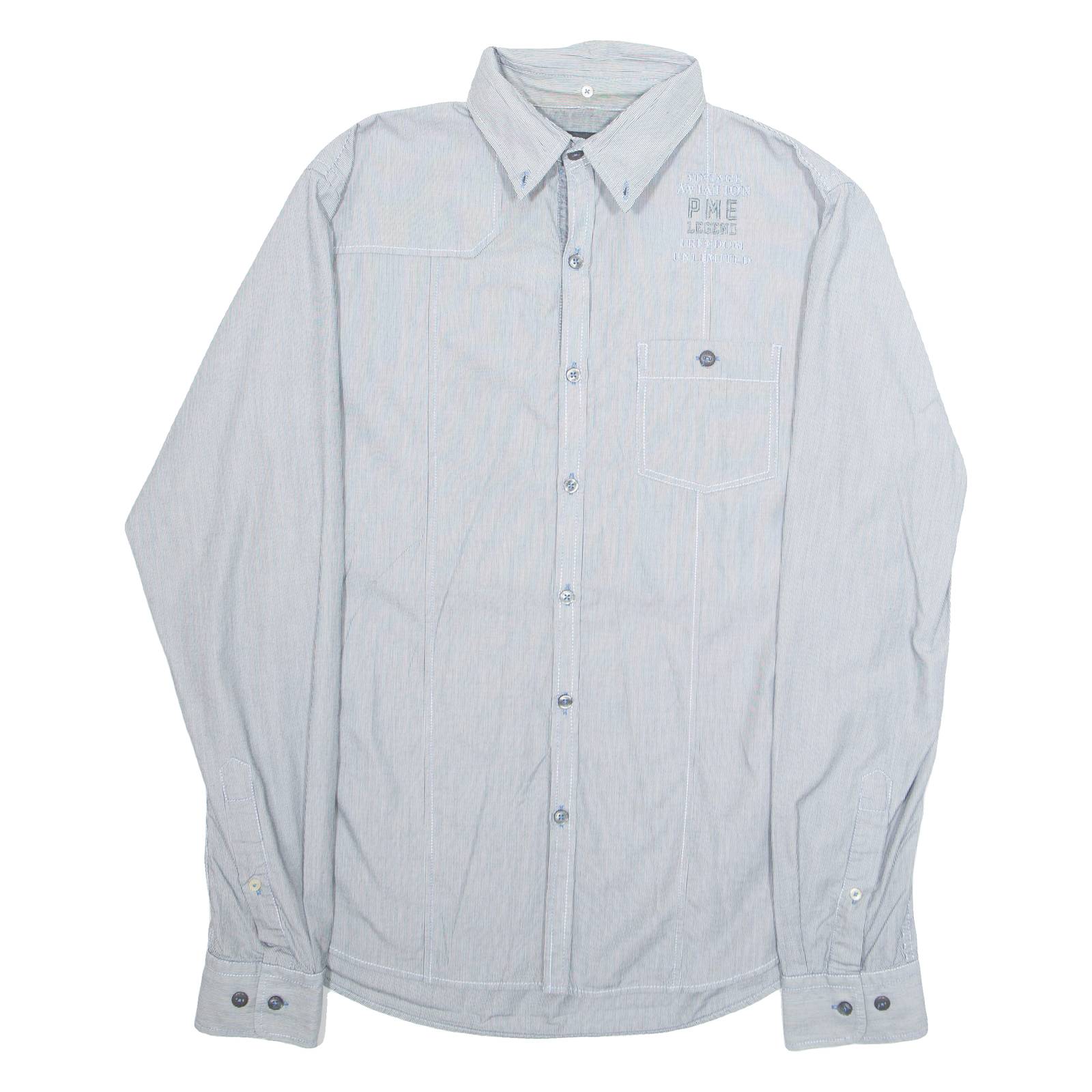 PME LEGEND Mens Shirt Grey Pinstripe Long Sleeve L