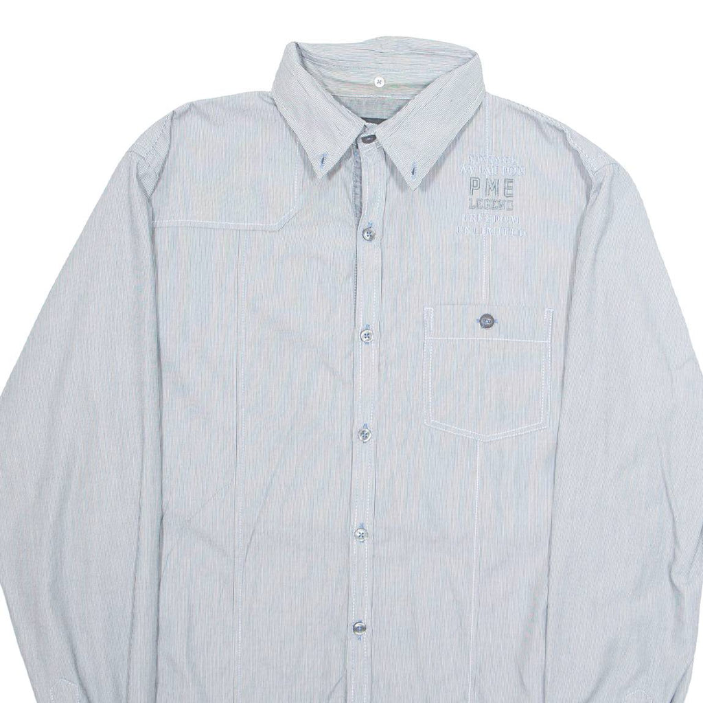 PME LEGEND Mens Shirt Grey Pinstripe Long Sleeve L