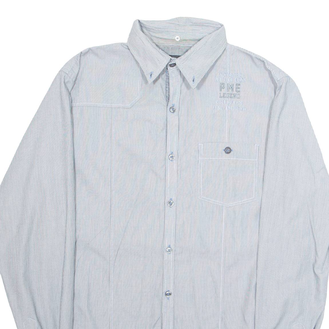 PME LEGEND Mens Shirt Grey Pinstripe Long Sleeve L