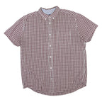 TOMMY HILFIGER Mens Red & White Check Shirt XL Button Down Collar Casual