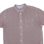 TOMMY HILFIGER Mens Red & White Check Shirt XL Button Down Collar Casual