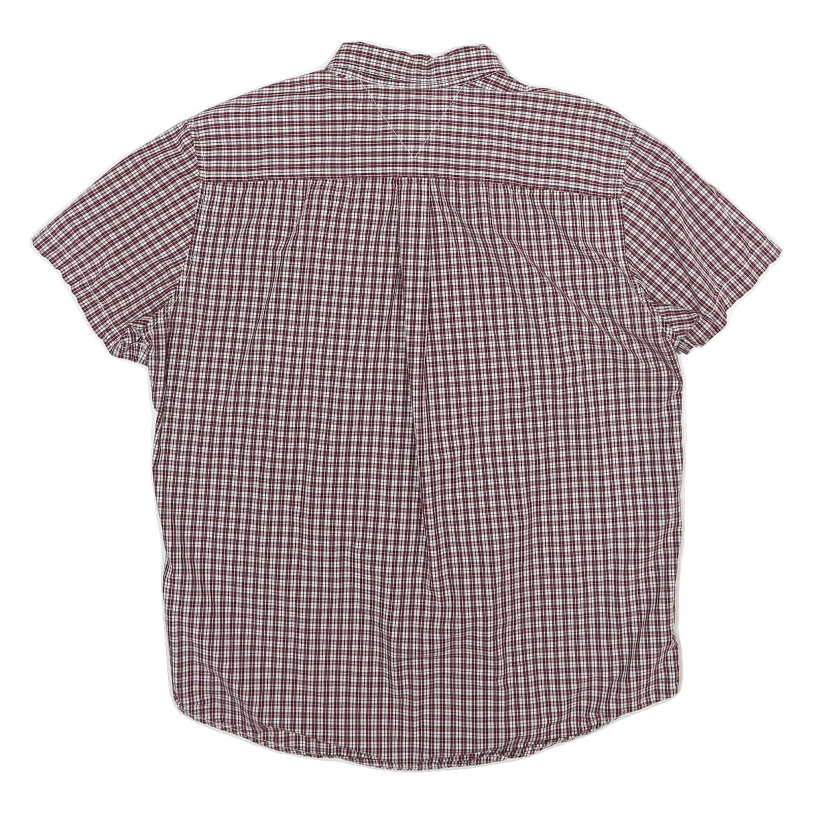 TOMMY HILFIGER Mens Red & White Check Shirt XL Button Down Collar Casual