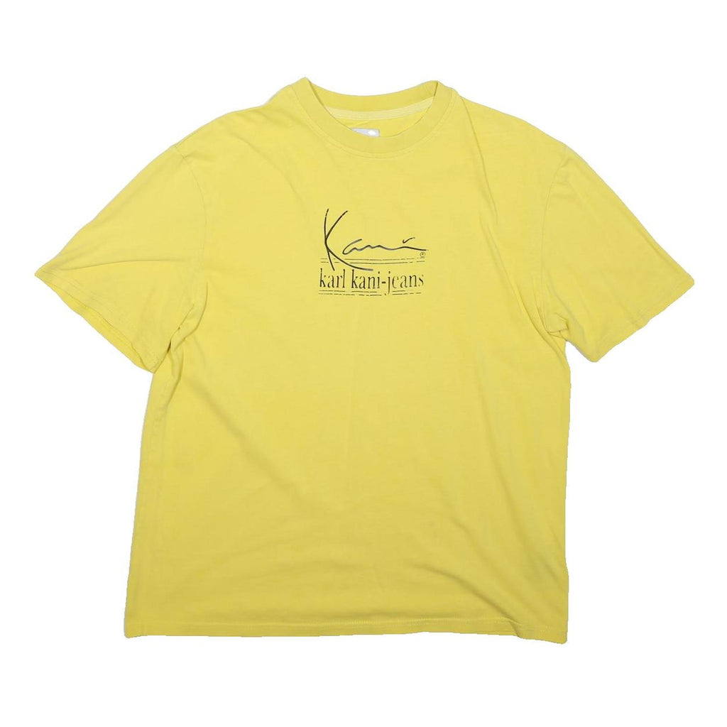 KANI Mens Yellow Cotton Graphic T-Shirt XS Short Sleeve Crew Neck Casual